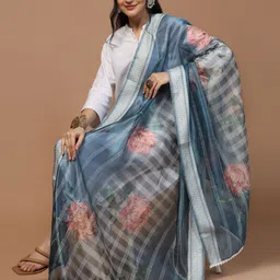 Kaizen TEXO FAB Embroidered Organza Dupatta with Beads and Stones image 1