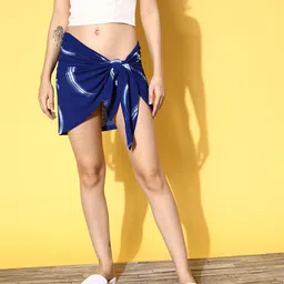 Berrylush Women Stunning Blue Abstract Resort Wear Swimwear-image-17