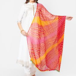 Dupatta Bazaar Red & White Printed Bandhani Dupatta-image-29