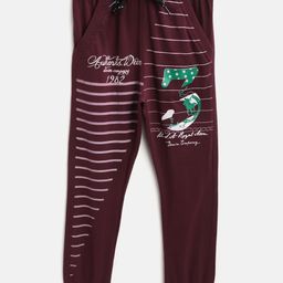 CHIMPRALA Kids Burgungy Cotton Printed Antimicrobial Joggers-picture-28