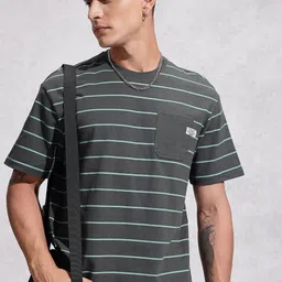 WROGN Oversized Fit Striped Pure Cotton T-shirt-picture-35