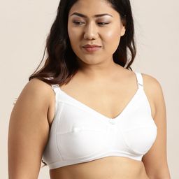 Sztori Plus Size White Solid Non-Wired Non Padded Everyday Bra SZ-BRA-703D-image-68