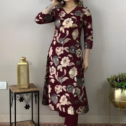 KALINI Floral Printed Straight Kurta With Trouser-picture-19
