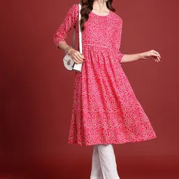 Anouk Women Bandhani Printed A-Line Kurta with Trousers-picture-56