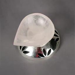 Exotic India Pink & Silver Toned Gemstone Diya With Silver Plated Base-image-76