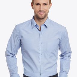 English Navy Men Blue Slim Fit Solid Formal Shirt-picture-55