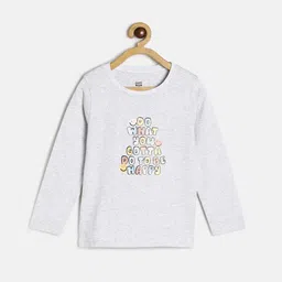 MINI KLUB Girls Grey & Yellow Pure Cotton Print Top-image-71