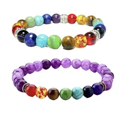 Divine souvenirs Unisex Set Of 2 Artificial Beaded Elasticated Bracelets-18
