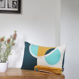 BLANC9 Blue & White Set of Single Colourblocked Rectangle Cushion Cover-12