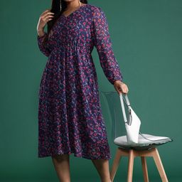 DressBerry Curve Plus Size Floral Print A-Line Midi Dress-picture-13