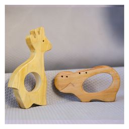 Taruh Kids Giraffe & Hippo Shaped Neem Teether - Brown-picture-23