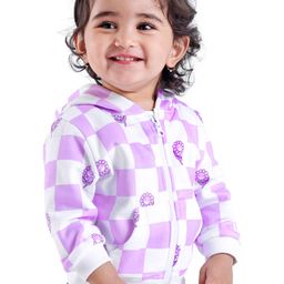 Babyoye 100% Cotton Eco Conscious Full Sleeves Sweat Jacket Checks - White-picture-41