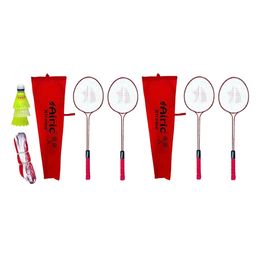 Airic Classic Double Shaft Xtreme Set of 4 with 3 Plastic Shuttles and Net Badminton Kit (Red)-2