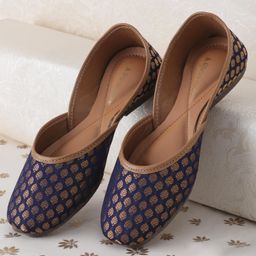 Pine Kids Ethnic Wear Mojaris - Blue-image-100