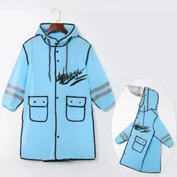 Pine Kids Full Sleeves Hooded Raincoat Text Print - Blue-picture-21