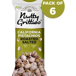 Nutty Gritties California Pistachios Roasted Lightly Salted (Pack of 6 x 35g each) - 210g-image-14