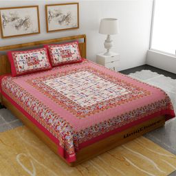 UniqChoice Pure Cotton Jaipuri Traditonal Double BedSheet With 2 Pillow Cover-image-8