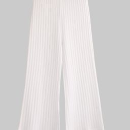 Kiddopanti Cotton Solid Wide Leg Pajama Pant - White-picture-10