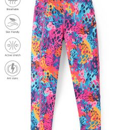 Pine Active Knit Full Length Super Stretch Leggings With Abstract Print - Multicolor-picture-7