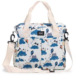 Zoe Multipurpose Cat Printed Tote Diaper Bag - White-image-16