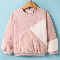 Little Kangaroos Fleece Knit Full Sleeves Sweatshirt With Cut & Sew Design - Pink-image-96