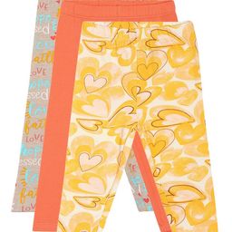 MINI KLUB Cotton Pack Of 3 Hearts & Faith Text Printed Leggings - Multi Colour-image-35