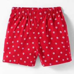 Tango Single Jersey Knit Knee Length Shorts With Paw Print - Red-picture-25