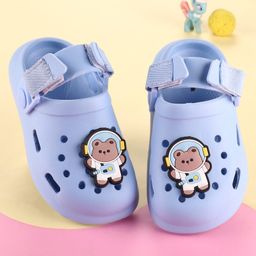 Cute Walk by Babyhug Clogs with Backstrap Velcro Closure Bear Applique - Light Blue-image-8