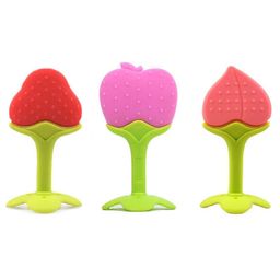 Numum Silicone Strawberry Apple & Peach Shape Teether Pack of 3 - Multicolour (Color and design may vary)-4