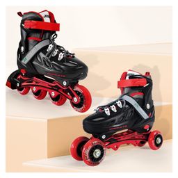 Jaspo Sparkle 2.0 Convertible & Adjustable Inline/Quad Roller Skates Medium (20 to 24 Cms) (Red/Black)-16