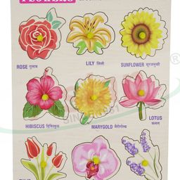 asian Portable Wooden Flowers Name Puzzle For Kids Pack of 1 (Multicolor)-15