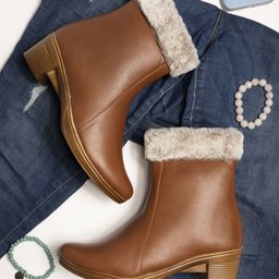 Shoetopia Fur Detailed Zipper Boots - Tan-image-57