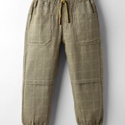 Olio Kids Cotton Woven Full Length Solid Color Trouser - Light Brown-picture-7