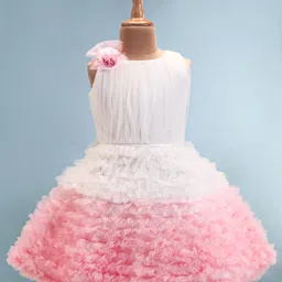Enfance Sleeveless Floral Applique Detailed & Ruffle Detailed Knee Length Dress - Peach-picture-24