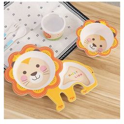 Sanjary Bamboo Tableware Lion Shape Pack of 5 - Yellow image 3