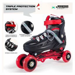 Jaspo Sparkle 2.0 Convertible & Adjustable Inline/Quad Roller Skates Medium (20 to 24 Cms) (Red/Black) image 3