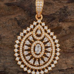 Kushal's Fashion Jewellery Gold-Plated Cubic Zirconia Studded Teardrop Shaped Pendant-image-47