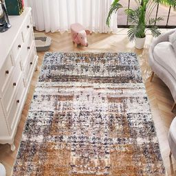 LUXEHOME INTERNATIONAL Gold-Toned Striped Anti-Skid Nylon Carpet-11