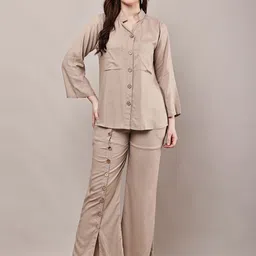 DREAM X FASHION Mandarin Collar Pure Cotton Shirt With Trousers-picture-28