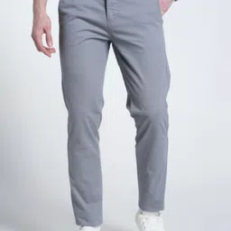 Double Two Men Smart Slim Fit Chambray Chinos Trousers-image-82