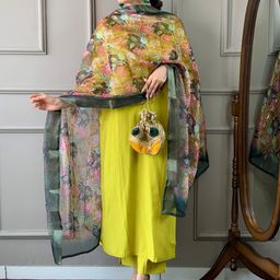 Moda Rapido Women Floral Embroidered Regular Sequinned Kurta with Trousers & With Dupatta-image-71