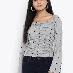 THREAD MUSTER Grey & Black Geometric Printed Regular Top-picture-11