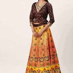 Kaizen TEXO FAB Floral Printed Semi-Stitched Lehenga Choli And Blouse-image-79