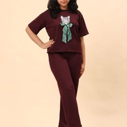 MAYNEISHA Girls Printed Pure Cotton T-shirt with Pyjamas-image-15