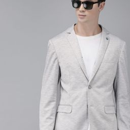 Arrow New York Men Grey Melange Slim Fit Solid Smart Casual Blazer-21