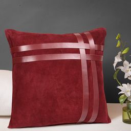 IMUR Red Single Solid Square Cushion Cover-image-15