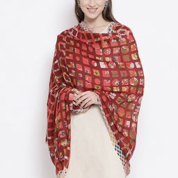 SHINGORA Women Maroon & Pink Printed Woolen Shawl-picture-34