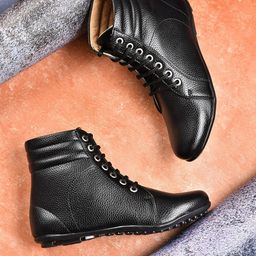 VALIOSAA Women Black Textured Regular Boots-image-26