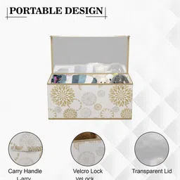 Kuber Industries White & Beige 2 Pieces Printed Drawer Organisers With Lid image 2