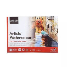 BRUSTRO Watercolour Glued Paper Pad A3 Cold pressed 25% Cotton 200 GSM, (Pack of 20 Sheet)-48